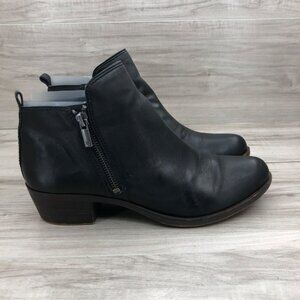 Lucky Brand Ankle Boots Women's 10 Basel Black Leather Zip Booties
